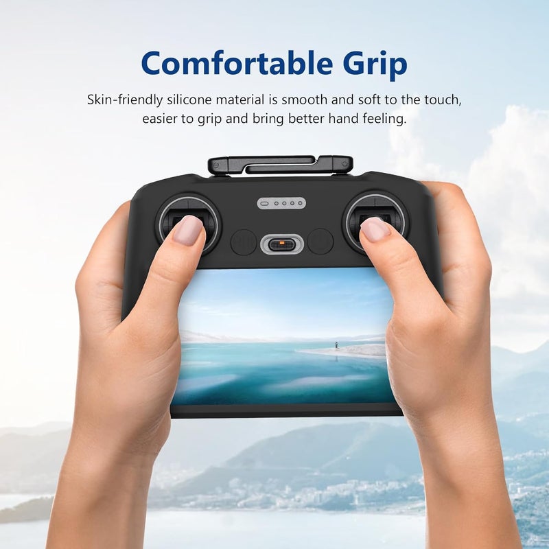 Reflex Camera Silicone Protective Cover Compatible with DJI RC 2 Remote – Shockproof Non-Slip Lightweight Case for Mavic Air 3 Controller – Custom-Fit Grip Sleeve for Outdoor Drone Flying - Black - Image 5